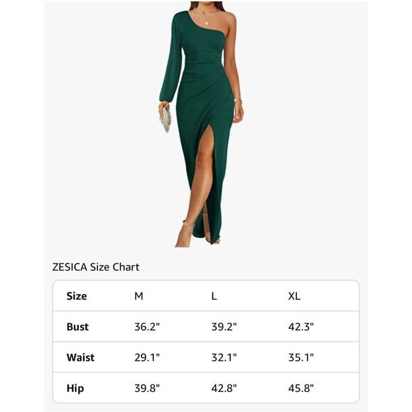 NEW 1 Shoulder Cocktail High Slit Ruched Bodycon Wedding Maxi Dress XL - Picture 4 of 6